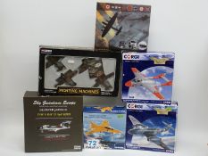 Six Corgi The Aviation Archive and similar diecast model aeroplanes including Fighting Machines,