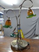 A modern table lamp with coloured glass shade (H72cm)
