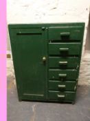 A vintage painted cupboard with five drawers (H123 x W93 x D43cm)