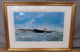 Robert Scott signed print 'HMY Britannia' 7th August 1996, Cowes, Isle of Wight,