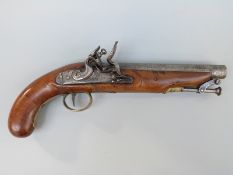 Flintlock hammer action private purchase New Land pattern pistol with engraved lock,