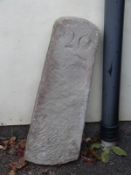 A carved natural stone marker or milepost with number 20 carved to top (approximate H90 x W29 x