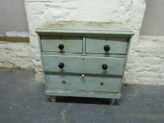 A 19thC painted pine chest of two over two graduated drawers (H93 x W89 x D46cm)
