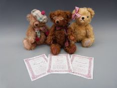 Three Past Times limited edition Teddy bears Quentin 109/1500,