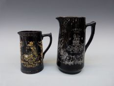 Two Victoria Jubilee jugs,