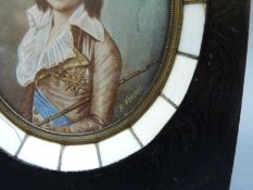 A 19thC portrait miniature signed H Vernet (Horace Vernet,
