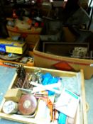 A large quantity of tools including tape measure, drills,