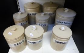 Bourne Derby vintage storage jars with impressed labels,