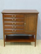 A mahogany music cabinet with five drawers and undershelf (H84 x W80 x D37cm)