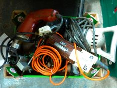 A quantity of electrical tools including drills,