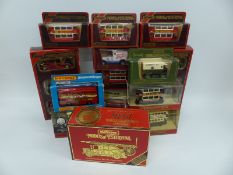 Seventeen Matchbox diecast model buses and trams including Models of Yesteryear,