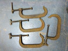 Four large 'G' clamps (approximately 12