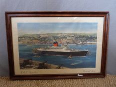 A Cunard Line framed advertising print R.M.