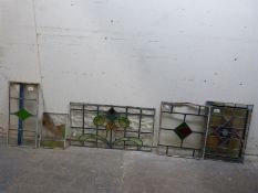 Five lead and stained glass windows (largest 46 x 34cm)