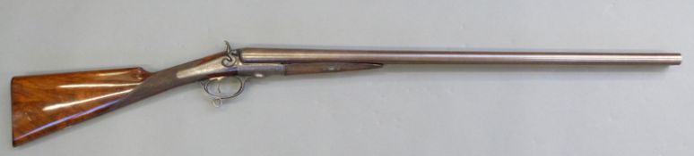 R Watmough of Manchester 10 bore side by side hammer action shotgun with finely engraved locks