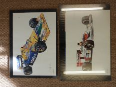 Mark Palumbo signed motor racing print dated 13-7-91, 43 x 63cm,
