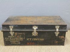 A military metal trunk with stencilled W.T. Rutter MFO 198208 Major W. T. J.