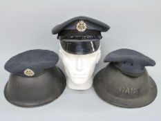 Five military caps and helmets to include two tin helmets and three RAF cloth examples