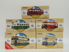 Five Corgi Classics Public Transport diecast model buses, West Bromwich Daimler CW 97820,