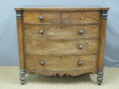 A 19thC mahogany bow fronted chest of two over three graduated drawers (H119 x W132 x D55cm)