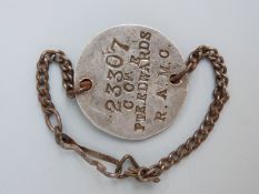 WWI identification (dog) tag for 23307 PTE Edwards R.A.M.