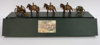 Tommy Atkins diecast WWI soldier set comprising three soldiers and six horses pulling a wagon and