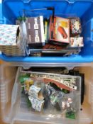 A collection of Tri-ang Scalextric model motor racing buildings,