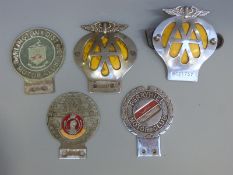 A collection of car radiator grille badges to include Ferryhill Motor Club,