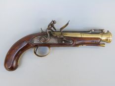 E Press of Bristol flintlock hammer action officer's boarding pistol or blunderbuss pistol with 5.