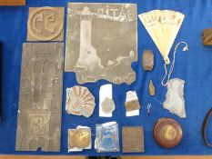 A collection of printing plates including over view of a vintage car etc,