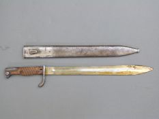 WWI German S98/05 bayonet with steel scabbard marked 'WAFFENFABRIK MAUSER A G BERNDOF a n' to