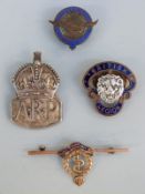 Gloster Aircraft Co Ltd enamel lapel badge, silver ARP badge,