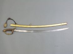 Dutch 1852 pattern Infantry officer's sword with wired tassel and metal scabbard,