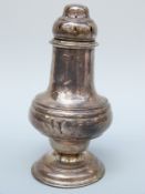 An Edward VII hallmarked silver sugar caster Birmingham 1906 maker's mark rubbed, height 16cm,