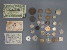 A cache of 19thC and early 20thC coinage, both UK and world, includes silver, a Queen Anne head 3d,