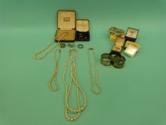 A collection of vintage jewellery boxes including Bristol, faux pearls,