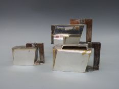A plated three piece Desny Paris Art Deco tea set,