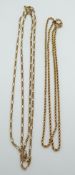 A 9ct gold rope twist necklace and a 9ct gold necklace, 9.