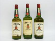 Three bottles of Jameson Irish whisky 26 2/3 floz 70% proof