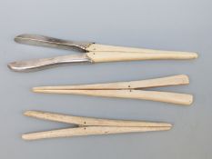 Hallmarked silver mounted ivory glove stretchers, London 1934,