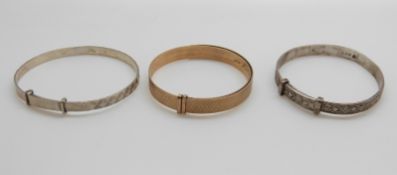 Three silver christening bangles