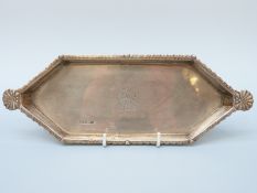 A Victorian hallmarked silver elongated octagonal dish with rope twist rim and shell handles,