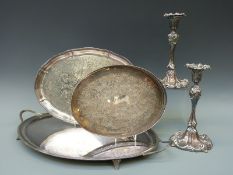 A plated twin handled oval tray, width 55cm,
