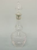 A George V Mappin & Webb hallmarked silver and cut glass decanter, Birmingham 1920, height 20.