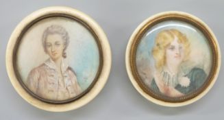 Two late 19th/early 20thC ivory lidded boxes,