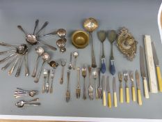 Wedgwood Jasperware plated salad servers, plated cutlery including rat tail pattern,