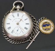 H Samuel of Manchester hallmarked silver gentleman's pocket watch with subsidiary seconds dial,