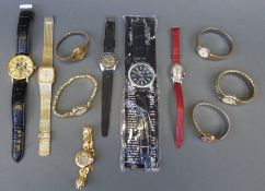 Eleven various ladies and gentleman's wristwatches including Mortima Etanche divers watch, Timex,