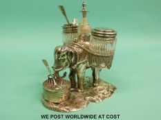 An Edward VII novelty hallmarked silver cruet formed as an elephant,