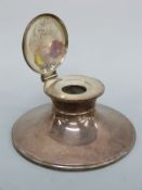 A large George V hallmarked silver capstan inkwell, London 1923 maker Charles Boyton & Son,